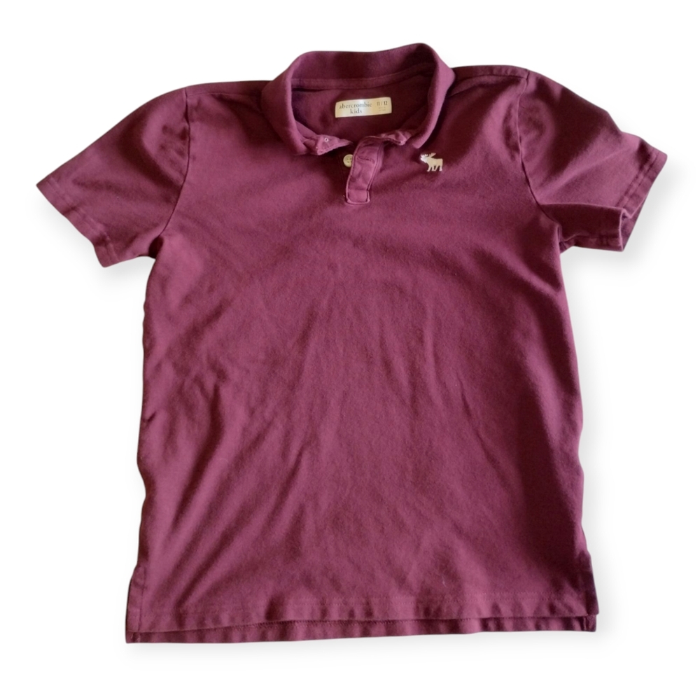 Abercrombie Kids Polo Shirt Boys Size 11/12 With Embroidered Logo Burgundy